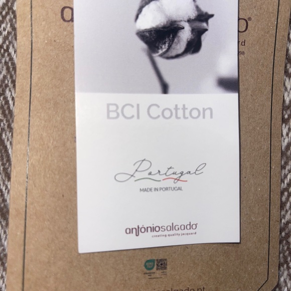 Antonio Salgado Throw Blanket BCI Cotton Blend Herringbone 50x67” Made Portugal - Picture 3 of 8